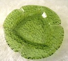  Vintage Ashtray Green Glass Textured Abstract 6 5  3 Slot Mcm  Boho Decor