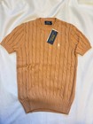 Polo Ralph Lauren Women   s S Brown Pima Cotton Short Sleeve Cable Knit Sweaternwt