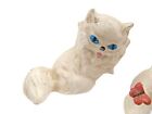 Vintage Pottery Persian White Cats Kittens Blue Eyes Ceramic Figurines Family Sm