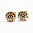 925 Sterling Silver Off White Black Enamel Round Shape Gold Plated Cufflink Gift