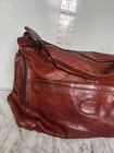 Giorgio Sermoneta Genuine Italian Red Brown Leather Tennis Travel Weekend Bag