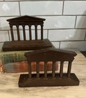 Antique Cast Iron Bookends Greek Parthenon Columns Roman Architecture Shelf Deco
