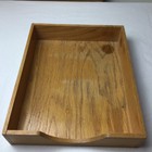 Vintage Wood Office Desk Letter Paper Tray Dovetail Box  12 5   x10 5    Organizer