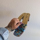 Vintage  Multi-colored Butterfly And Sunflower Print Holographic Heeled Mules  8