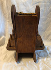 Vintage Wooden Rocking Chair Pin Cushion With Spool Holders And Scissor Slot