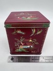 Vintage Designed By Daher Oriental Red Decorative Tin Made In England 4 X 4 X 4   