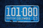 1963 British Columbia Canada License Plate
