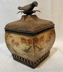 Cbk Set 2 Decorative Boxes Bird Lid Rustic Cottage Trinket Storage