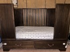 Dark Wood Crib  Toddler Bed With Storage Drawers   Mattress
