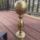 Vintage Pair Of Brass cast Iron Cannonball Andirons Fire Dogs Fireplace Footed