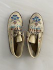 Vintage Native American Style Beaded Leather  Moccasins Thunderbird  Size 8