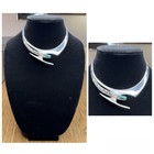 Vtg Miguel Pineda Taxco Mexico 950 Silver Malachite Necklace Bracelet Set 184g
