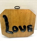 Vintage Wood Sign     love    1970s Hippie Decor Wall Hanging Hand Carved