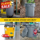 Rubbermaid Brute 32 Gallon Heavy-duty Trash Can With Lid Grey Outdoor Indoor Bin