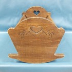 Vtg Handcrafted Dark Wood Doll Cradle W  Rounded Ends Carved Hearts 18x14x12