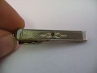 Vintage Men s Tie Bar Clip Silver   Gold Tone Floral Leaf Etched Design Retro