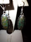Ts Signed Navajo Sterling Silver And Royston Turquoise Inlay Earrings