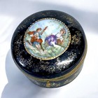 Antique Iris Made In Germany Baroque Round Trinket Hand Painted Box Black   Gold