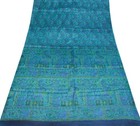 Sushila Vintage Dark Blue Saree 100  Pure Silk Printed Floral Soft Craft Fabric