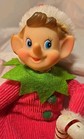 Vtg Christmas Knee Huggers Pixie Felt Elf Doll Santa Hat Retro Vtg Candy Pink