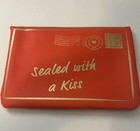 Ipsy Sealed With A Kiss Red pink Envelope Makeup Bag Faux Leather Snap 7x5 