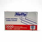 Hefty Jumbo Translucent Idividually Wrapped Plastic Straws  7 75  - 3 000 Count