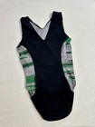 Gk Elite Gymnastics Leotard Marled Gray Green Black Sporty Tank Leo Size  Cl