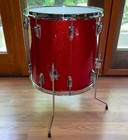 Vintage 1969 Ludwig 16  Floor Tom Drum - Red Sparkle - 3-ply Shell W  Rings 