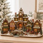 Christmas Village Wooden Block  2d Cozy Winter Town Decor  Holiday Tabletop Sign