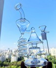 Coil Honeycomb Recycler Rig Pipes Bong Glass Smoking Water Shushi Triangle 14mm