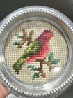 Vintage Polished Aluminum Needlepoint 4 Piece Coaster Set
