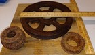 Lot 4 Cast Iron Industrial Gear Sprocket Lamp Base Steampunk Yard Art Etc