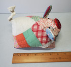 Vintage Cutter Quilt Pig Double Wedding Ring Stuffed Button Nose