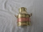 Vintage Brass   4 25     creamer Container With Copper Band   Handles  clean  