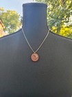 Gn71-vintage Avon Fish Emblem Wood Pendant Necklace