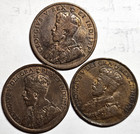 Canada 1911 1912 1916 Large One Cents George V  3 Coins  Vg-vf Free Shipping