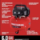 Craftsman Cmec6150 6-gallon Portable Electric Air Compressor - Red