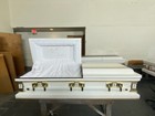 Beautiful New Beautiful White gold  Casket With Gold Pinstripes