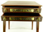 Beautiful Antique Clark s O n t  Spool Cotton Oak Cabinet Table - Two Drawer