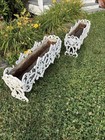 Pair Of Victorian Vintage Cast Iron Outdoor Garden Patio Planters 31 L 8w 13h