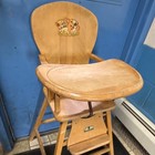 Oak Hill Co  Wooden Baby High Chair Brown W  Tray   Footrest  High Chairs