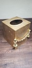 Vintage Mcm Brass Decorative Tissue Paper Holder Cover Busts Chains