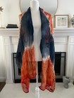 Masino By Tdm Design Orange Blue Silk Wool Batik Boho Handmade Tie Dye Scarf