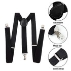 Mens Pery Belt Hook Y-back Elastic Suspenders Black Heavy Duty Work Adjustable