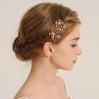 2pcs Gold Small Side Hair Combs For Women Wedding Decorative  Retro Pearl    