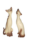 Pair 12  Vintage Mcm Japan Long Neck Siamese Cat Figurines Kitsch Cottage Core