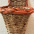 Vtg Woven Wicker Seagrass Wall Hanging Cone Basket Boho Farmhouse Decor Brown