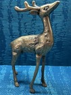 Midcentury Brass Deer Figurine Statue Buck Vintage Collectible 6    Tall
