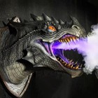 3d Dragon Head Wall Mounted Sculpture Led Smoke Dinosaur Home Decor Statue Art 