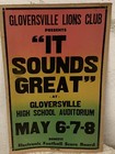 Vintage 1960   s Gloversville Lions Club   it Sounds Great    Musical Poster 22x14in